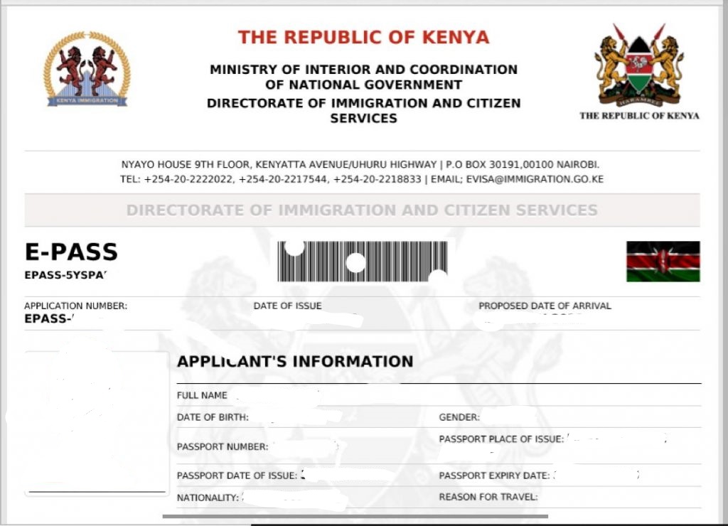 Kenya visa for South African citizens documentation