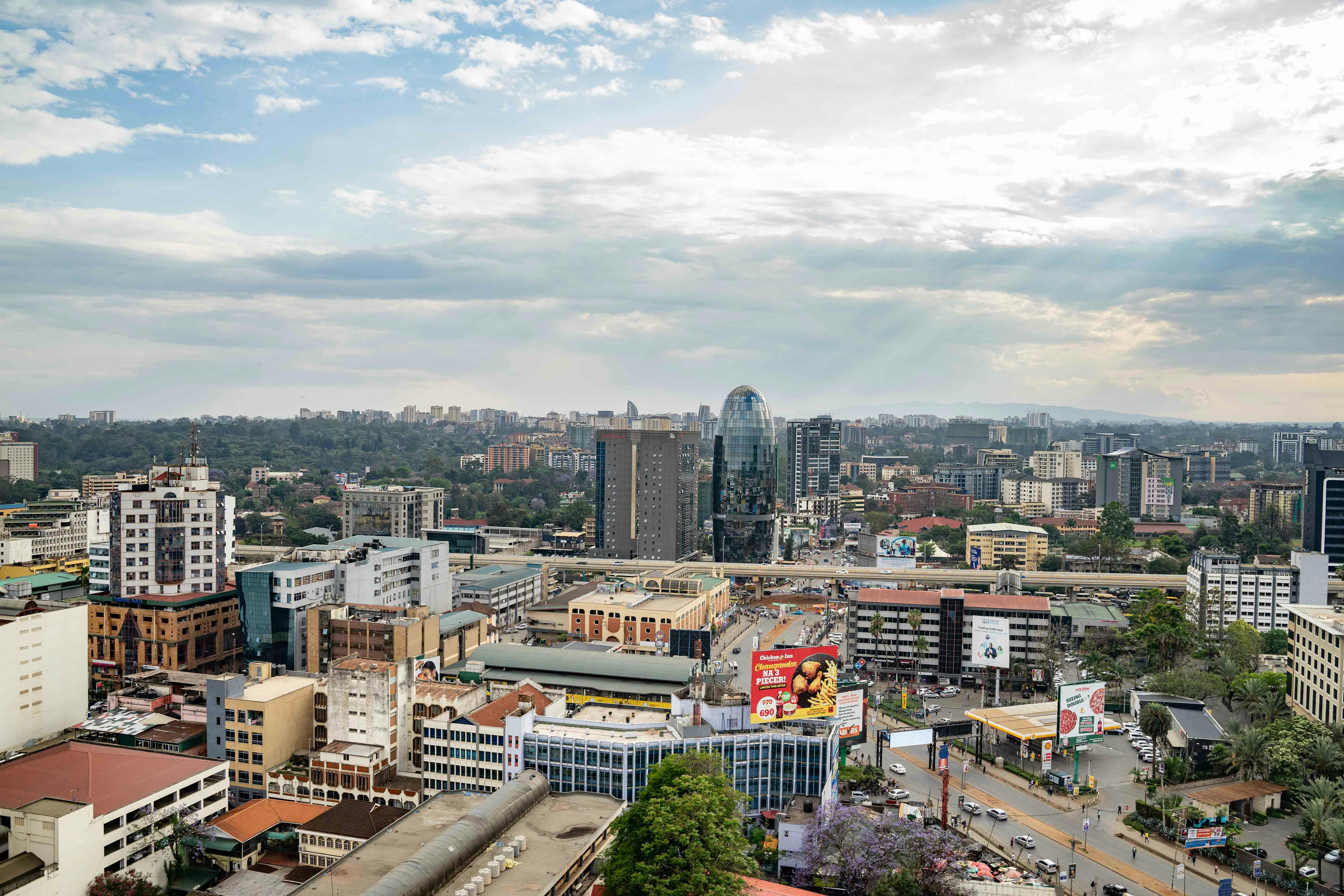 Nairobi city skyline aerial view &mdash; East Africa's safari gateway capital