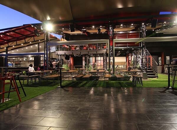 The Alchemist outdoor rooftop bar and food market in Westlands Nairobi at night