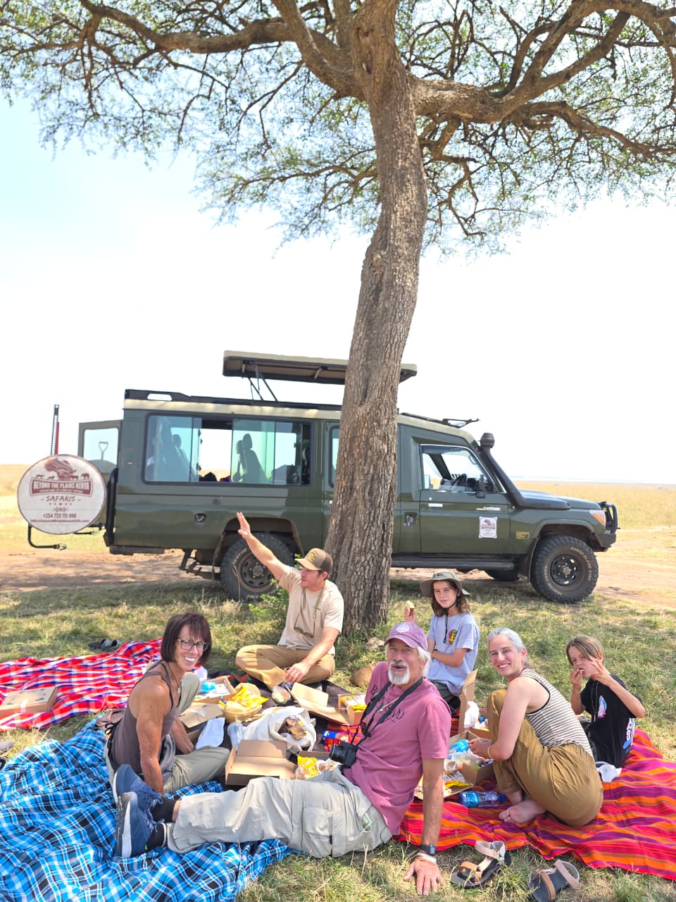 Family bush picnic lunch on a Beyond the Plains Safaris Tanzania safari