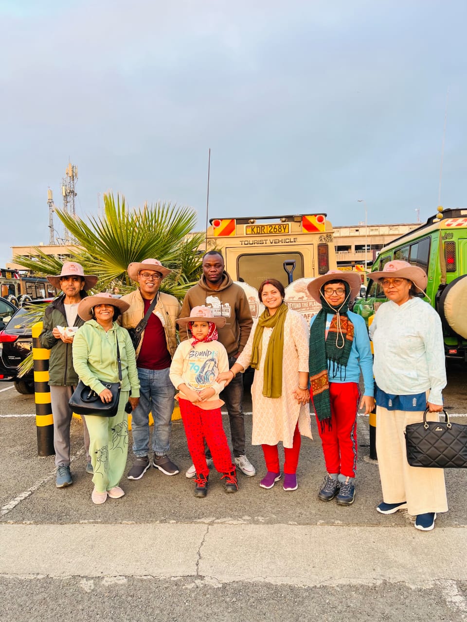 Indian family starting Kenya safari with local guide